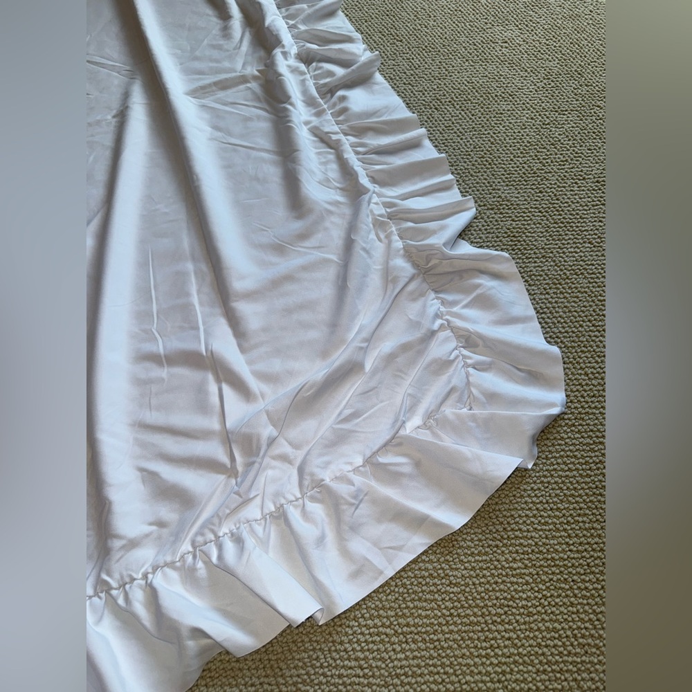 White Ruffle Window Curtain Panel Set - Brand - Picture 6 of 10
